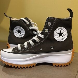 Converse Black Platform High-Tops with White Accents